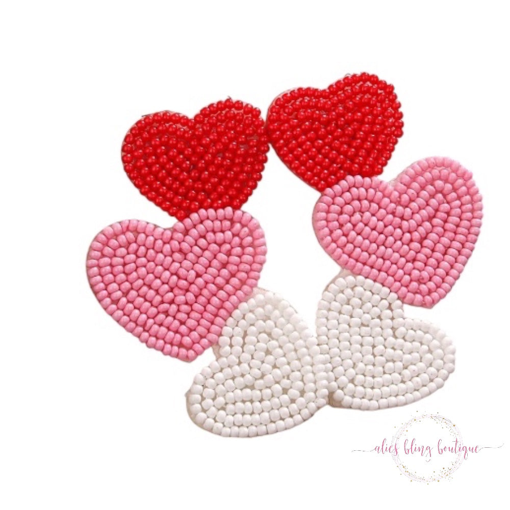 All My Love Red/Pink/White Earrings - Alies Bling Bar