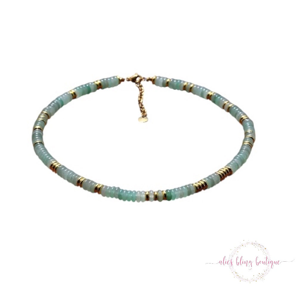Boho Escape Semi Precious Stone Necklace in Green Aventurine- Wow Wed - Alies Bling Bar