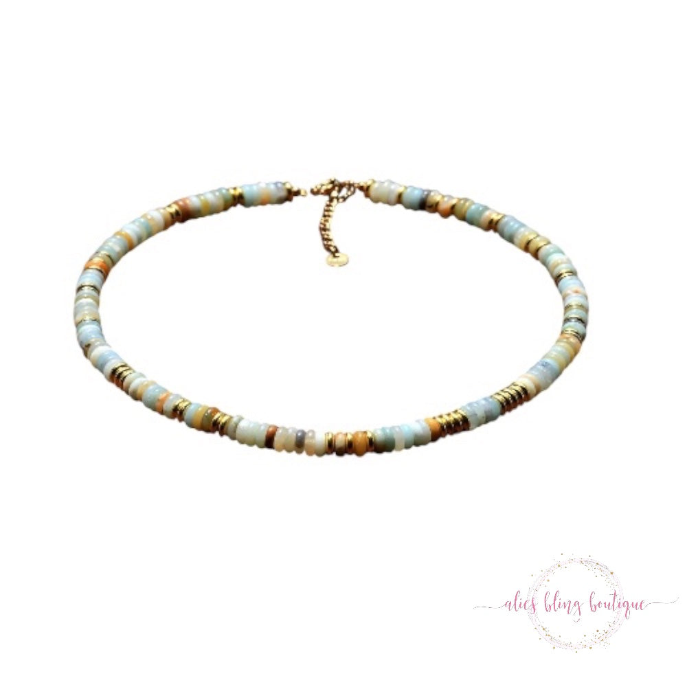 Boho Escape Semi Precious Stone Necklace in Amazon Stone- Wow Wed - Alies Bling Bar