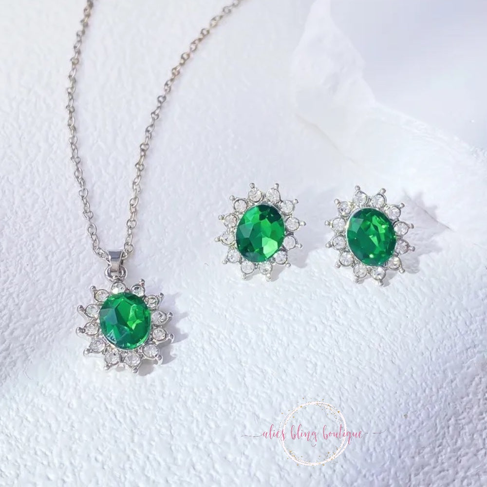 Emerald Dream Necklace & Earrings Set - Alies Bling Bar