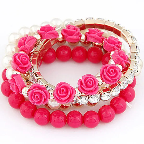 Floral Fusion - Pink Bracelet Set - Alies Bling Bar