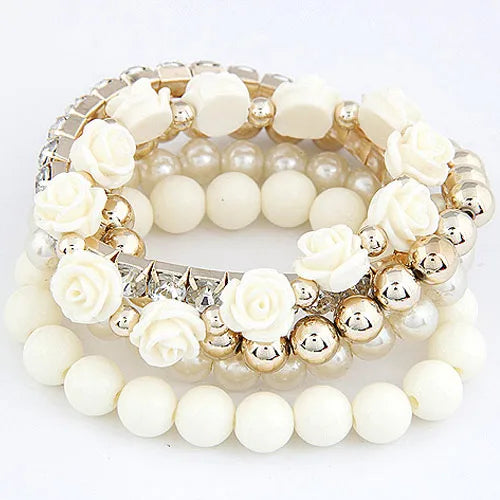Floral Fusion - White Bracelet Set - Alies Bling Bar