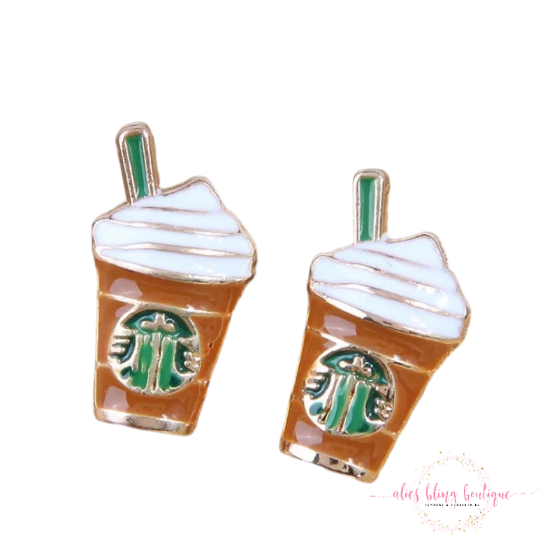 Coffee & Cheer - Gold Post Earrings - Alies Bling Bar