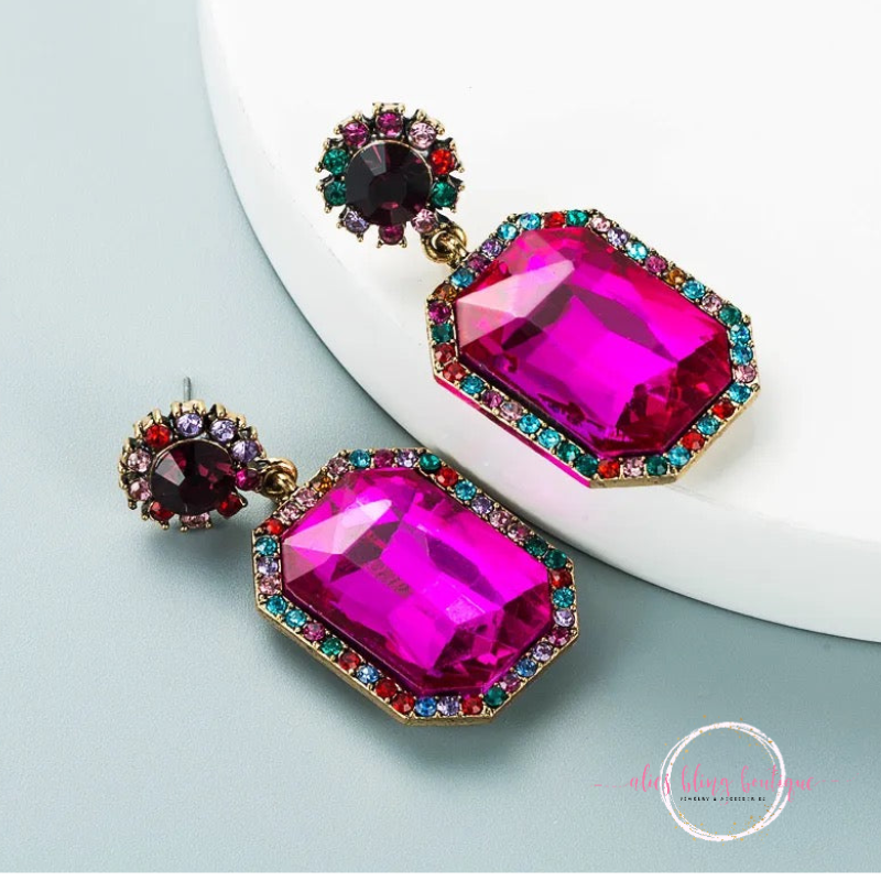 Glitz & Glam - Pink Post Earrings - Alies Bling Bar