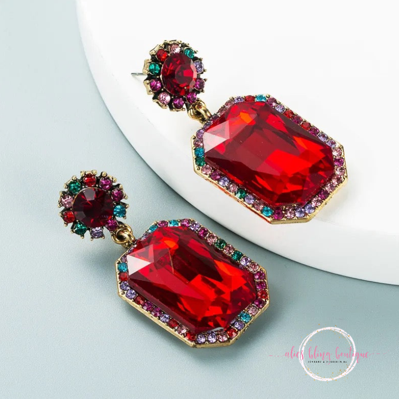 Glitz & Glam - Post Earrings in Red - Alies Bling Bar