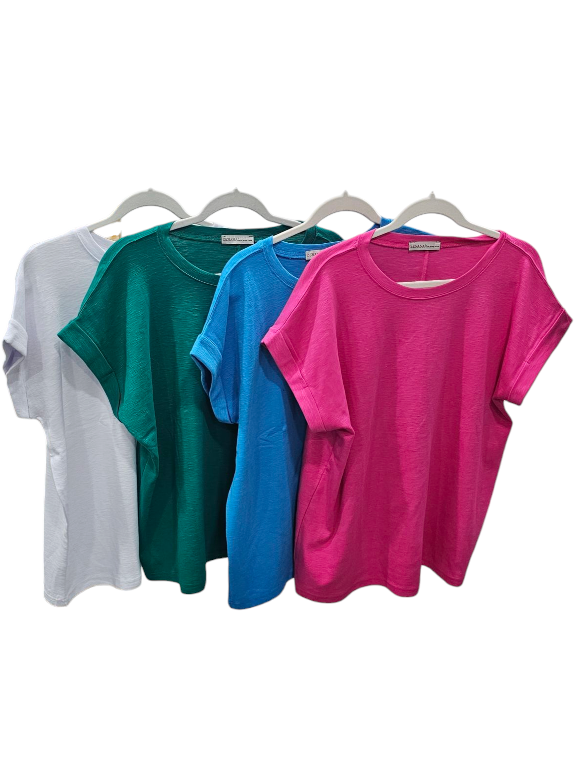 ⭐Zenana ⭐Anything But Basic - Blue Rolled Sleeve T-Shirt - Alies Bling Bar