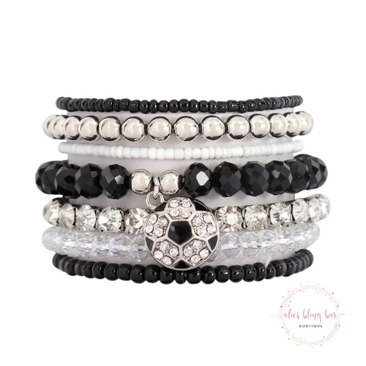 Match Day Magic - Soccer 6 Piece Bracelet Stack - Alies Bling Bar