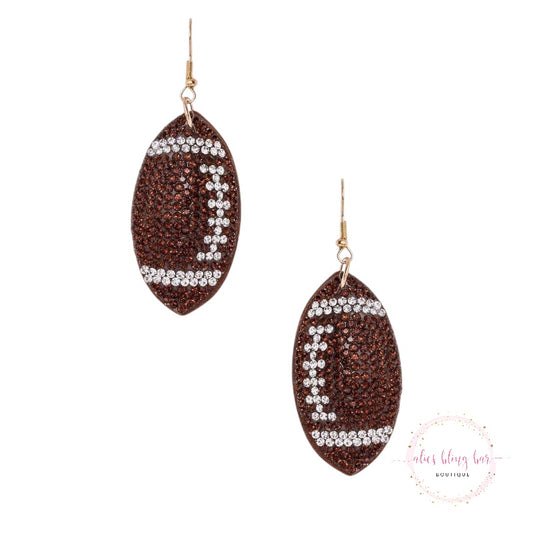 Sporty Glam - Rhinestone Football Pillow Earrings - Alies Bling Bar