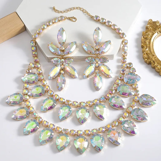 Gilded Reflection - Iridescent Necklace & Earrings Set - Wow Wed - Alies Bling Bar