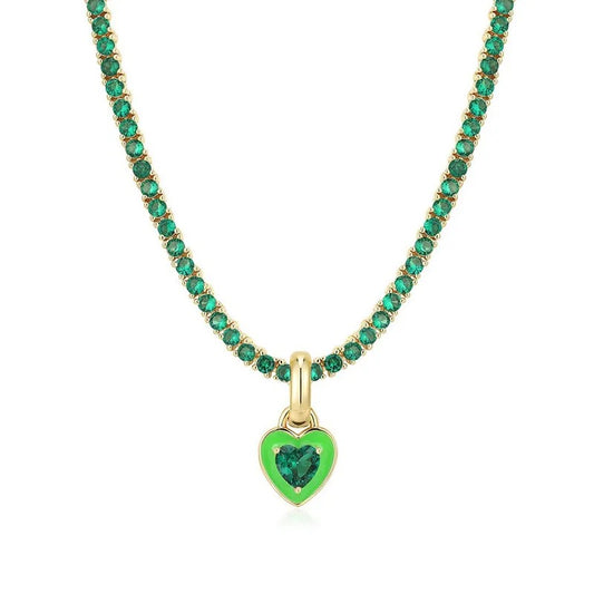 Heart Of Glass 18K Gold Plated - Green Necklace - Alies Bling Bar