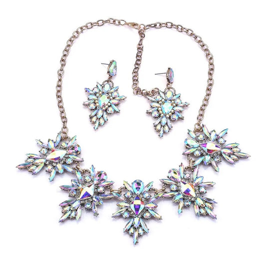 Shattered Bloom - Iridescent Necklace & Earrings Set - Alies Bling Bar