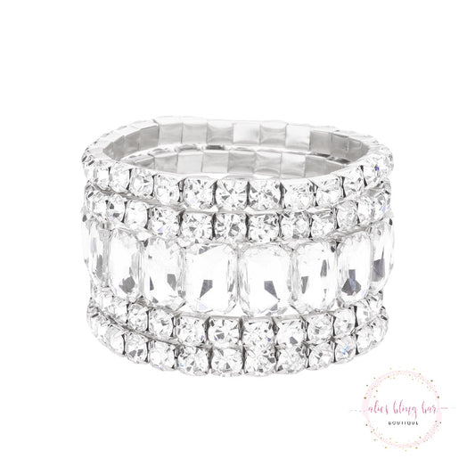 Sparkling Essence - Silver Stretch Bracelet Set - Alies Bling Bar