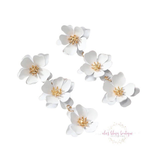 Blossom Cascade - White Earrings -WOW WED - Alies Bling Bar