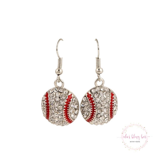 Sparkle & Play - Baseball Drop Earrings - Alies Bling Bar