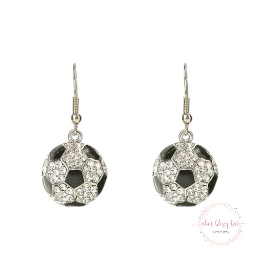 Sparkle & Play - Soccer Drop Earrings - Alies Bling Bar
