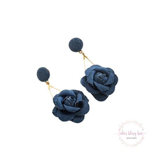 Silken Blooms - Blue Drop Earrings - Alies Bling Bar