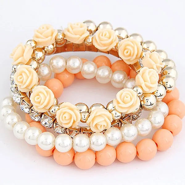 Floral Fusion -Orange Bracelet Set - Alies Bling Bar