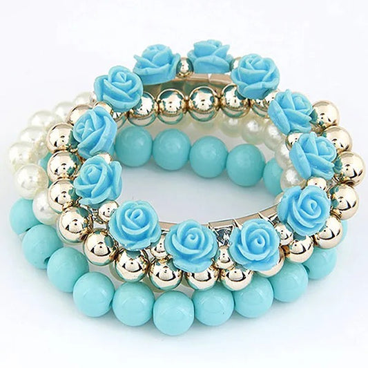 Floral Fusion - Blue Bracelet Set - Alies Bling Bar