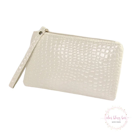 Summer Luxe Crocodile Beige Wristlet - Alies Bling Bar