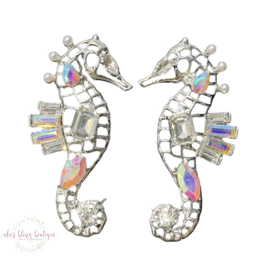 Vintage Sea Glow - Silver Earrings - Alies Bling Bar