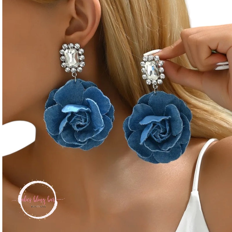 Denim & Dazzle - Blue Drop Earrings - Alies Bling Bar