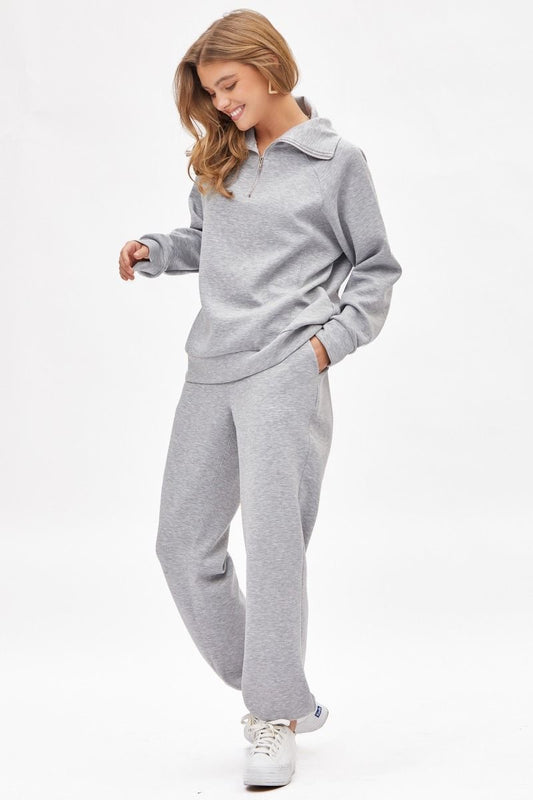 ❤️Dear Scarlett ❤️ Reg/Plus Go Girl - Grey Travel Set Half Zip Top & Pants - Alies Bling Bar