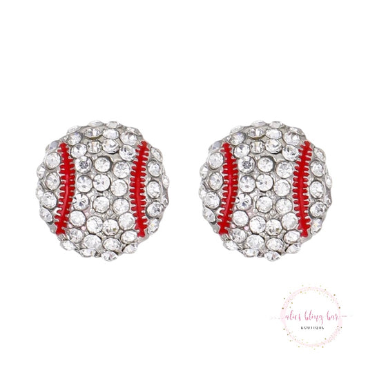 Glittering Game - Baseball Stud Earrings - Alies Bling Bar