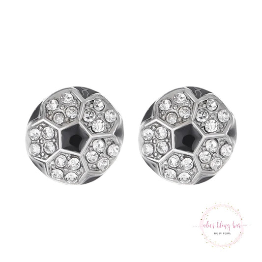 Glittering Game - Soccer Stud Earrings - Alies Bling Bar