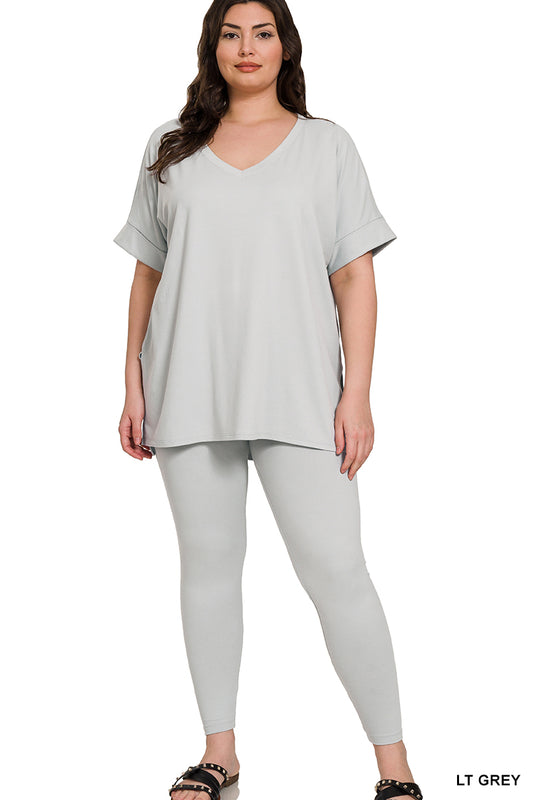 Keep It Casual- Light Grey 2 Piece Loungewear Set - Alies Bling Bar