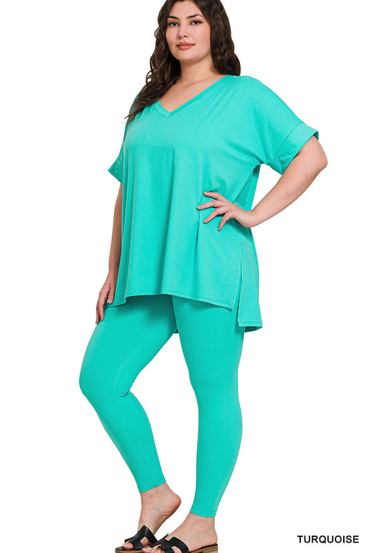 Keep It Casual- Turquoise 2 Piece Loungewear Set - Alies Bling Bar