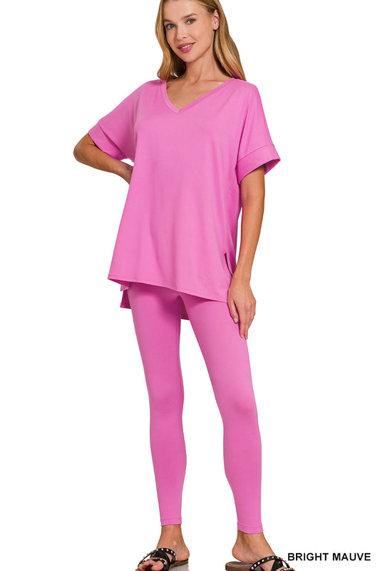 Keep It Casual- Bright Mauve 2 Piece Loungewear Set - Alies Bling Bar