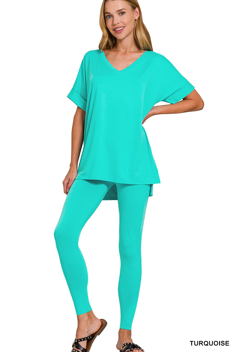 Keep It Casual- Turquoise 2 Piece Loungewear Set - Alies Bling Bar