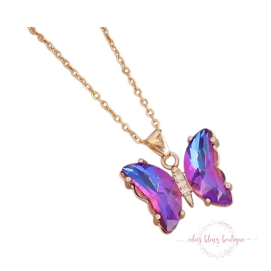 Butterfly Glow Necklace in Deep Purple - Alies Bling Bar