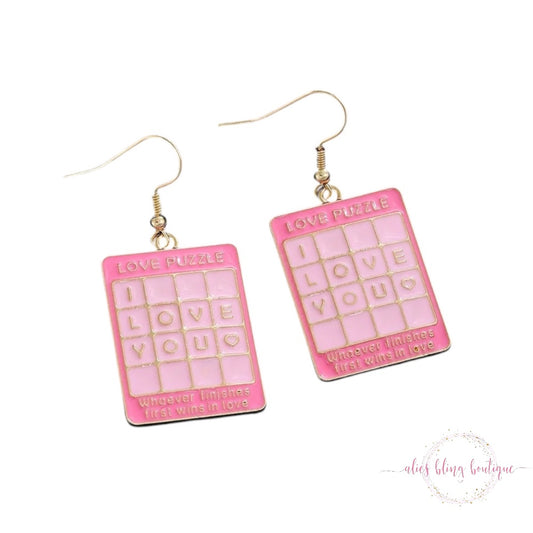 Puzzled By Love Earrings - Alies Bling Bar