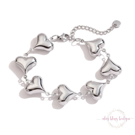 Love Link Stainless Steel Bracelet In Silver - Alies Bling Bar
