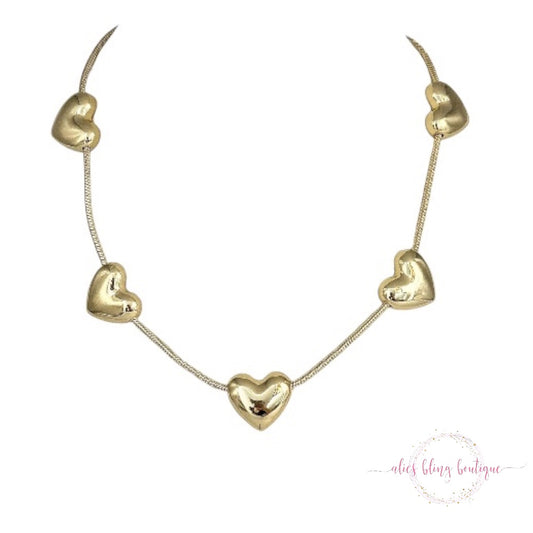 Heart's Desire Stainless Steel Necklace in Gold - Alies Bling Bar