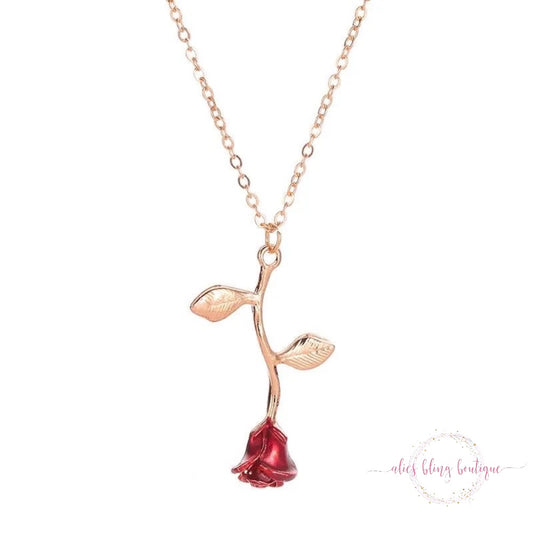 Enchanted Rose Necklace in Gold - Alies Bling Bar