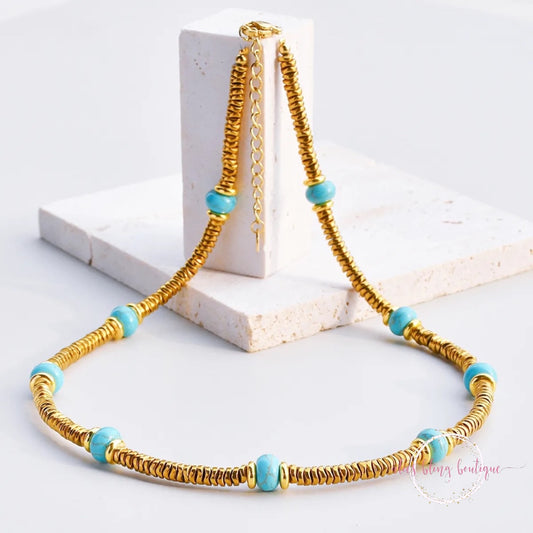 Radiant Essence Semi Precious Stone Necklace in Turquoise - Wow Wed - Alies Bling Bar