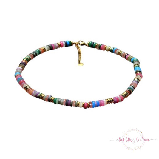 Boho Escape Semi Precious Stone Necklace in Multi- Wow Wed - Alies Bling Bar