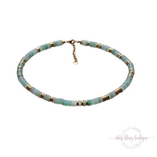 Boho Escape Semi Precious Stone Necklace in Green Aventurine- Wow Wed - Alies Bling Bar