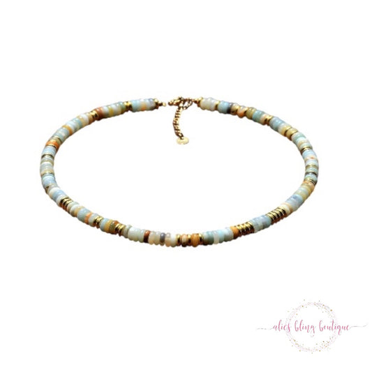 Boho Escape Semi Precious Stone Necklace in Amazon Stone- Wow Wed - Alies Bling Bar