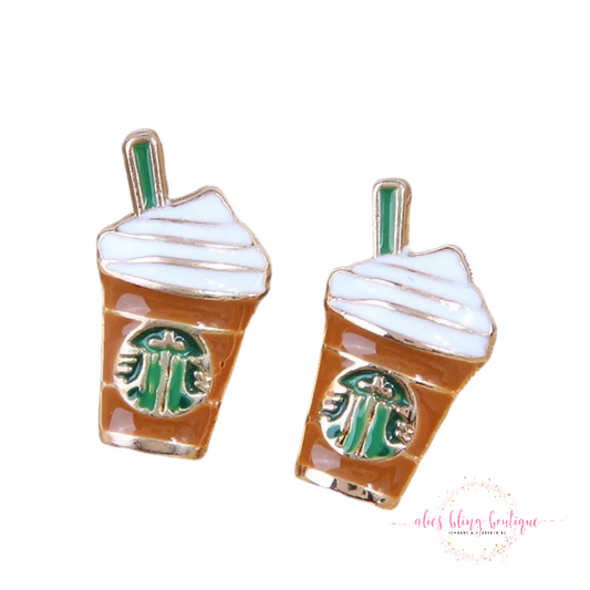 Coffee & Cheer - Gold Post Earrings - Alies Bling Bar