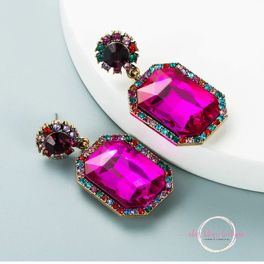 Glitz & Glam - Pink Post Earrings - Alies Bling Bar