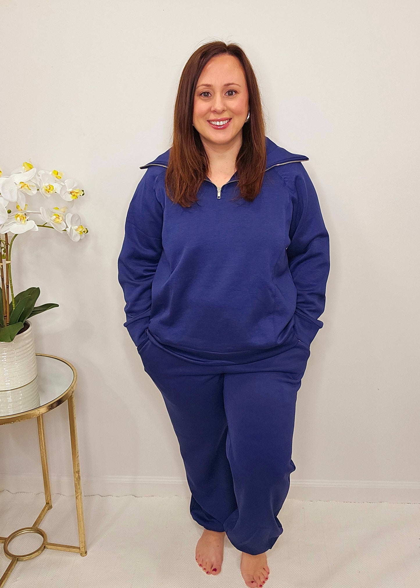 ❤️Dear Scarlett ❤️ Reg/Plus Go Girl - Navy Travel Set Half Zip Top & Pants - Alies Bling Bar